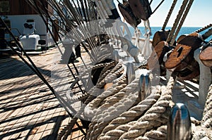 Sailsboat`s deck and rigging