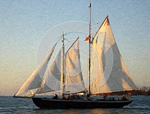 Sailship at Sunset