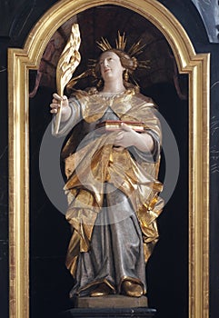 Saint Agatha, altar statue in the church of St. Agatha in Schmerlenbach, Germany