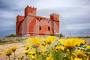 Saint Agatha\'s Tower in Malta also known as the Red Tower