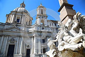 Saint Agnese in Agone with Egypts obelisk in Piazza Navona, Rome