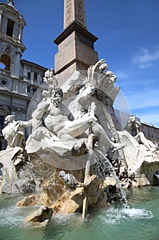 Saint Agnese in Agone with Egypts obelisk in Piazza Navona, Rome