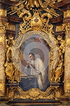 Saint Aloysius Gonzaga, altar in the Franciscan Church of St. Francis Xavier in Zagreb