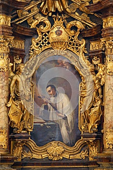 Saint Aloysius Gonzaga, altar in the Franciscan Church of St. Francis Xavier in Zagreb photo