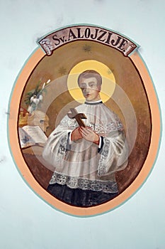 Saint Aloysius Gonzaga, fresco in the church of St. Catherine of Alexandria in Zagorska Sela, Croatia photo