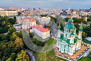 Saint Andrew church and Andriyivskyy Descent in Kyiv, Ukraine