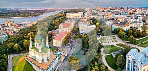 Saint Andrew church and Andriyivskyy Descent in Kyiv, Ukraine