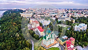 Saint Andrew church and Andriyivskyy Descent in Kyiv, Ukraine