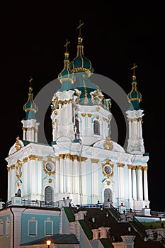 Saint Andrew church at night in Kyiv