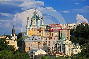 Saint Andrew church and old buildings on the hill