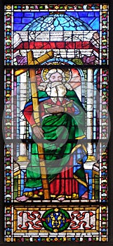 Saint Andrew, stained glass window in the Basilica di Santa Croce in Florence