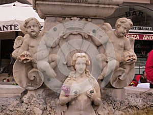 Saint Andrewâ€™s Fountain at Piazza del Duomo, Amalfi Coast, Italy