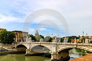 Saint Angel bridge over the Tiber River.