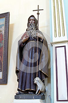 St Anthony the Great, statue on the altar of the Adoration of the Magi in the church of Holy Trinity in Barilovicki Cerovac