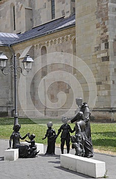 Saint Antonio with the Children statues from Alba Carolina Fortress courtyard in Romania