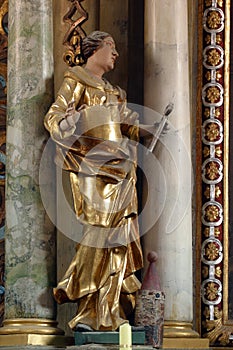 Saint Apollonia, statue on the St Elizabeth altar in the Church of the Three Kings in Komin, Croatia