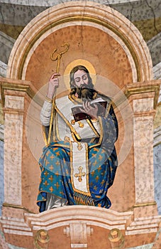 Saint Athanasius of Alexandria, fresco on the ceiling of the St John the Baptist church in Zagreb, Croatia