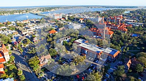 Saint Augustine, Florida. Aerial view at dusk