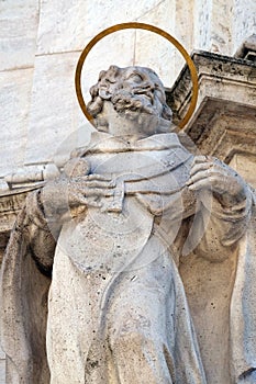 Saint Augustine of Hippo, detail of Holy Trinity plague column in front of Matthias Church in Budapest