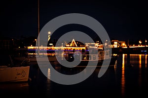 Saint Augustine Lighthouse and Lions Bridge at Night