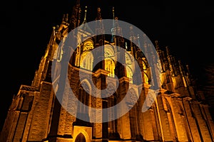 Saint Barbara cathedral in Kutna Hora, Czech Republic. by night. UNESCO.