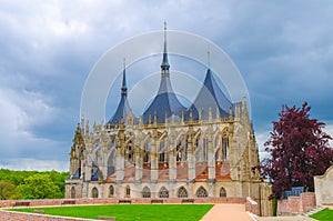 Saint Barbara`s Church Cathedral of St Barbara Roman Catholic church Gothic style building in Kutna Hora historical Town Centre