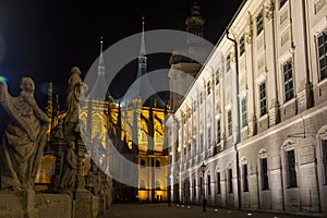 Saint Barbara`s Church in Kutn Hora at night. Czech Republic