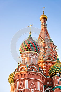 Saint Basil Cathedral on Red square, Moscow at sunset