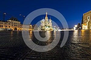 Saint Basil cathedral Temple of Basil the Blessed at night, Red Square, Moscow, Russia