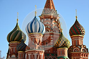 Saint Basil Cathedral and Vasilevsky Descent of Red Square in Moscow, Russia