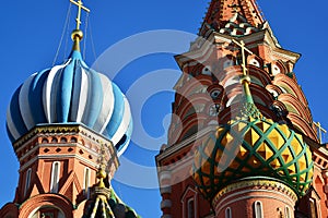 Saint Basil Cathedral and Vasilevsky Descent of Red Square in Moscow, Russia