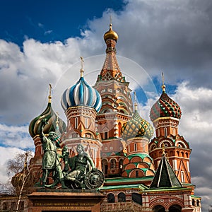 Saint Basil Church and Minin and Pozharsky Monument in Moscow