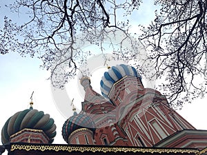 Saint Basil`s Cathedral Church in Red Square, Moscow, Russia Image- Background