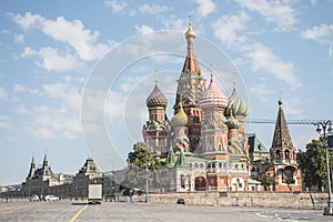 Saint Basil`s Cathedral on Red Square in Moscow