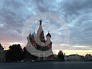 Saint Basil's Cathedral on Red Square during Sunrise.