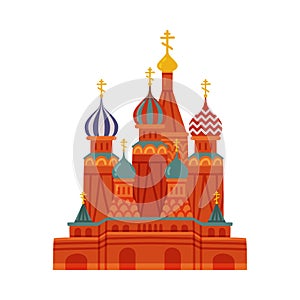 Saint Basil's Cathedral as Russian Orthodox Church in Red Square of Moscow Vector Illustration