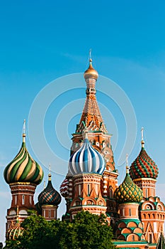 The Saint Basil's Cathedral, is a famous church in Red Square in Moscow, Russia.