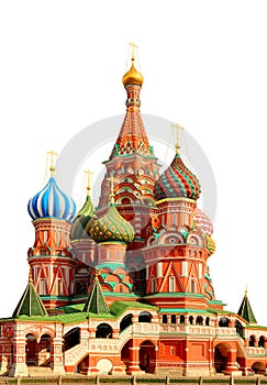 Saint Basils cathedral on Red Square in Moscow isolated over white photo