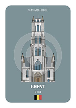 Saint Bavo Cathedral in Ghent, Belgium. Architectural symbols of European cities