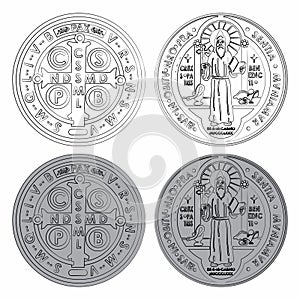 Saint Benedict Medals Set variable colors with different outline like a brushstrokes