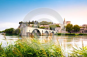 Saint Benezet bridge in Avignon in a beautiful summer day, France