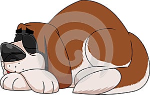 Saint Bernard Dog Cartoon Character Sleeping