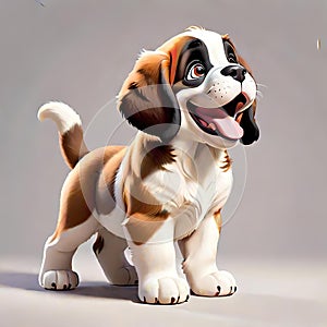 Saint bernard happy family pet puppy dog isolated