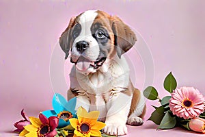 Saint Bernard puppy dog friendly companion pet protector