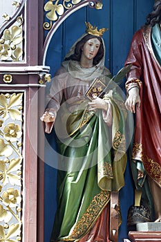 Saint Catherine of Alexandria, statue at Our Lady of Miracles Parish church in Ostarije, Croatia