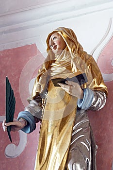 Saint Catherine of Siena, statue on the altar of Saint Apollonia in the Church of Saint Catherine of Alexandria in Zagreb