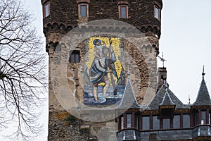 Saint Christopher Mosaic at Cochem Castle Tower - Cochem, Germany