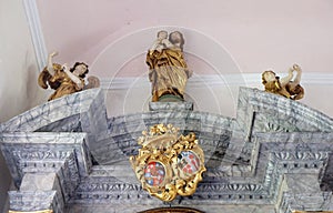 Saint Christopher, statue on altar in chapel Amorsbrunn in Amorbach, Germany photo