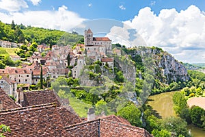 Saint-Cirq-Lapopie in Lot department in France.