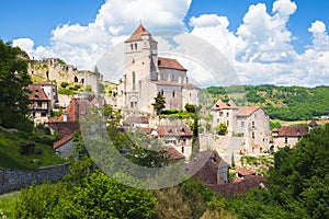 Saint-Cirq-Lapopie in Lot department in France.